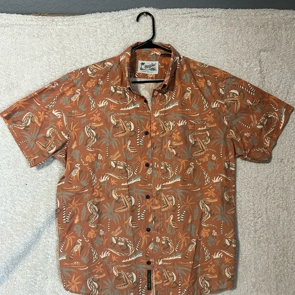 Howler Brothers Shirt Mens XL Alligator Palm Tree Mansfield All Over Print Vaca - Picture 1 of 7